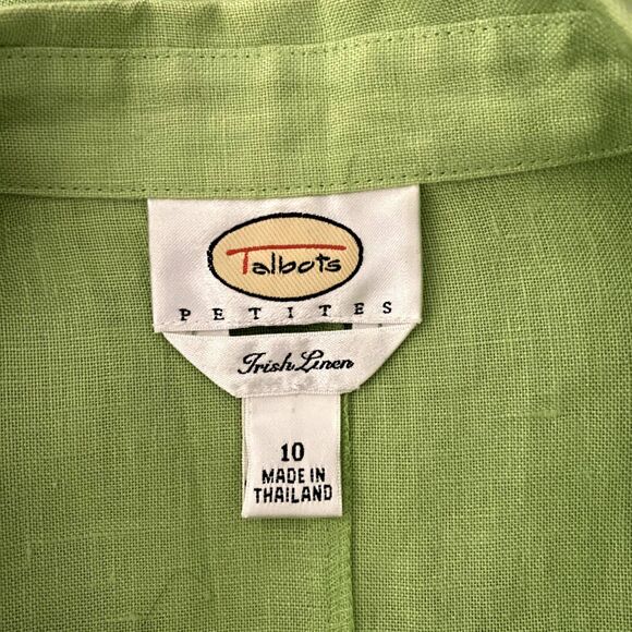 Talbots Petites Irish Linen Blazer Lightweight Lime Green Summer Size 10P - Picture 3 of 4